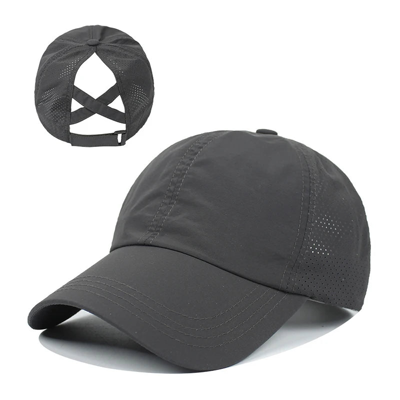 Cross-Ponytail Quick-Dry Baseball Cap