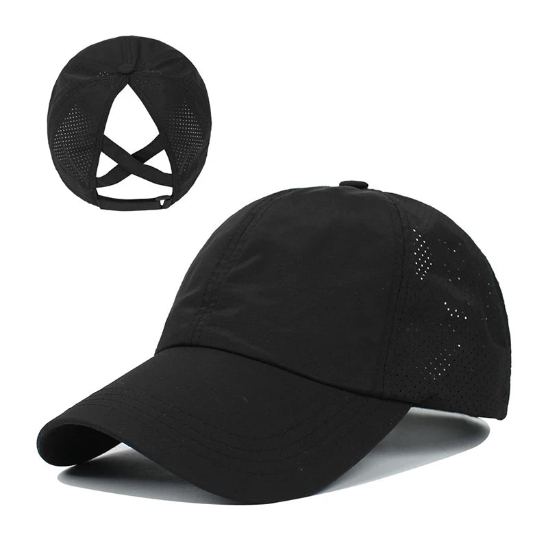 Cross-Ponytail Quick-Dry Baseball Cap